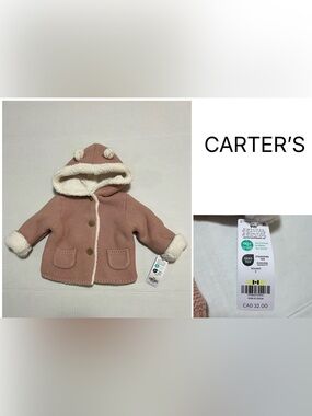 CARTER’S - 9M - NWT - INFANT PINK SHERPA KNIT CARDIGAN SWEATER